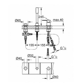 GROHE Lineare Neu 3-Loch Einhand-Wannenkombination