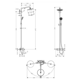 hansgrohe Croma 220 Showerpipe Vasca con Braccio Doccia 40 cm, orientabile