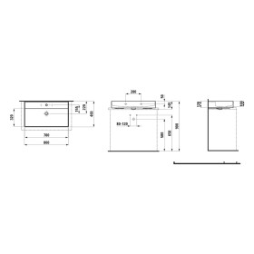 Lavabo d'appoggio LAUFEN Kartell 80 x 46 cm, con 1 foro per rubinetto, senza troppo pieno