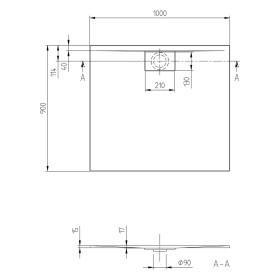 Villeroy & Boch Architectura Metalrim Duschwanne 100 x 90 x 1,5 cm