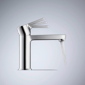 Miscelatore monocomando per lavabo Duravit B.2 S FreshStart e MinusFlow, con scarico a tirante