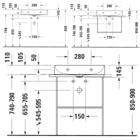 Lavabo Duravit DuraSquare Compact liscio con 1 foro miscelatore, 60 x 40 cm