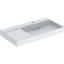 Geberit ONE Waschtisch 90 cm, Abgang horizontal, 1 Hahnloch, ohne Überlauf, Ablage links