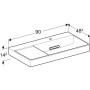 Geberit ONE Waschtisch 90 cm, Abgang horizontal, 1 Hahnloch, ohne Überlauf, Ablage links