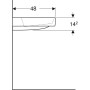 Geberit ONE Waschtisch 90 cm, Abgang horizontal, 1 Hahnloch, ohne Überlauf, Ablage links
