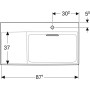 Geberit ONE Waschtisch 90 cm, Abgang horizontal, 1 Hahnloch, ohne Überlauf, Ablage links