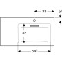 Geberit ONE Möbelwaschtisch 90 cm, Abgang horizontal, 1 Hahnloch, ohne Überlauf, Ablage links