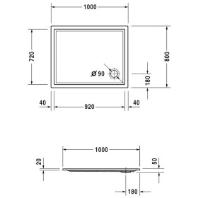 Duravit Starck Slimline Duschwanne Rechteck 100 x 80 cm mit Antislip