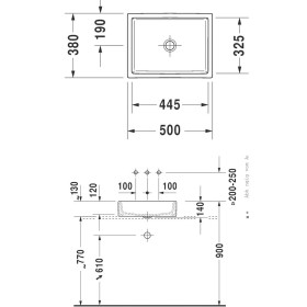 Lavabo da appoggio Duravit Vero Air satinato senza foro miscelatore 50 x 38 cm, senza troppo pieno