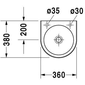 Lavabo Duravit Architec 36 cm, Foro rubinetto a sinistra