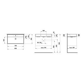 Vasque LAUFEN Kartell 80 x 46 cm, 1 trou de robinet, sans trop-plein
