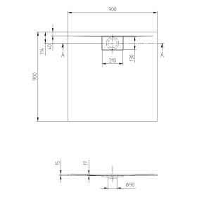 Villeroy & Boch Architectura Metalrim Duschwanne, 90 x 90 x 1,5 cm