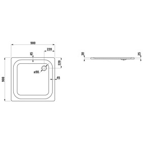 Receveur de douche LAUFEN Platina 90 x 90 cm sans revêtement antidérapant