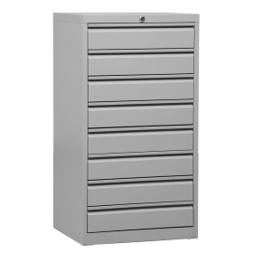 Wolfstahl Schubladenschrank Stahl A3 8 Schubladen lichtgrau 53 x 43 x 98 cm