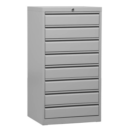 Wolfstahl Schubladenschrank Stahl A3 8 Schubladen lichtgrau 53 x 43 x 98 cm