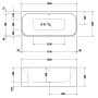 Duravit Happy D.2 Plus Badewanne 180 x 80 cm, mit 2 Rückenschrägen, Vorwandversion
