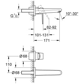 Rubinetto per lavabo a 2 fori GROHE Eurodisc Cosmopolitan