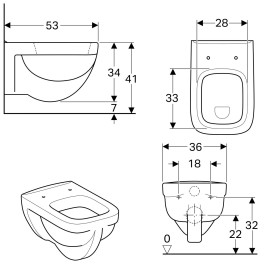 Geberit Renova Plan Flachspül-WC 6 l wandhängend