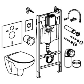 Set 5 in 1 GROHE Solido per WC con WC a scarico a pavimento in ceramica da costruzione, altezza di costruzione 113 cm