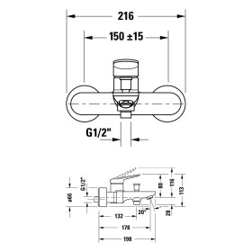 Duravit Wave Einhebel-Wannenmischer Aufputz