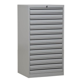 Wolfstahl Schubladenschrank Stahl A3 13 Schubladen lichtgrau 53 x 43 x 98 cm