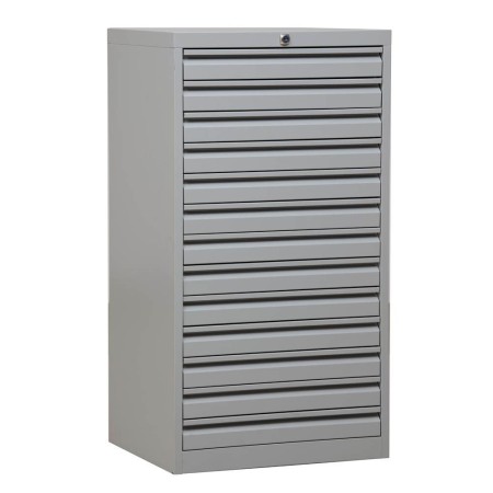 Wolfstahl Schubladenschrank Stahl A3 13 Schubladen lichtgrau 53 x 43 x 98 cm