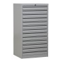 Wolfstahl Schubladenschrank Stahl A3 13 Schubladen lichtgrau 53 x 43 x 98 cm