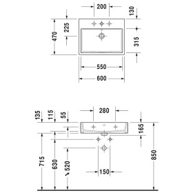 Lavabo mobile Duravit Vero Air con 1 foro rubinetto 60 x 47 cm, senza troppo pieno