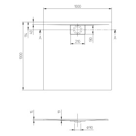 Villeroy & Boch Architectura Metalrim Duschwanne 100 x 100 x 1,5 cm