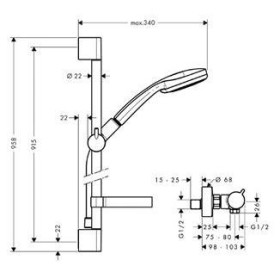 hansgrohe Croma 100 Vario/Ecostat Comfort Combi 90 cm