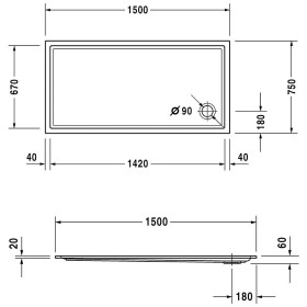 Duravit Starck Slimline Duschwanne Rechteck 150 x 75 cm