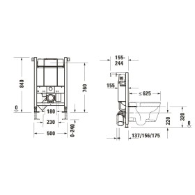 Élément de WC Duravit DuraSystem, Standard 84 cm, revêtement en poudre