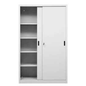 Armoire coulissante en acier Wolfstahl avec 4 étagères gris clair 120 x 45 x 195 cm