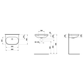 Vasque LAUFEN LUA 60 x 46 cm sans trou de robinet, avec trop-plein, non encastrable