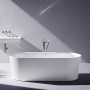LAUFEN Val Oval-Badewanne freistehend, mit Überlaufspalt