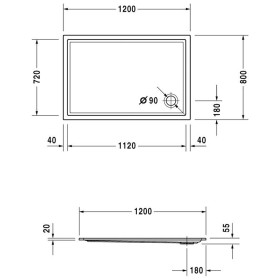 Duravit Starck Slimline Duschwanne Rechteck 120 x 80 cm