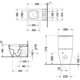 Cassetta di scarico Duravit ME by Starck per collegamento in basso a sinistra