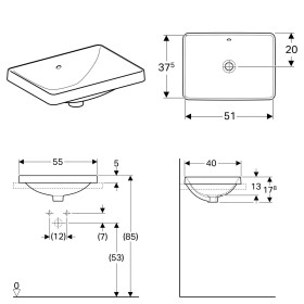 Geberit VariForm Einbauwaschtisch, rechteckig