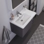 Duravit D-Neo Möbelwaschtisch 80 cm asymmetrisch, mit 1 Hahnloch und Überlauf, Ablage rechts