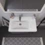 Duravit D-Neo Möbelwaschtisch 80 cm asymmetrisch, mit 1 Hahnloch und Überlauf, Ablage rechts