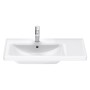 Duravit D-Neo Möbelwaschtisch 80 cm asymmetrisch, mit 1 Hahnloch und Überlauf, Ablage rechts