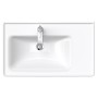 Duravit D-Neo Möbelwaschtisch 80 cm asymmetrisch, mit 1 Hahnloch und Überlauf, Ablage rechts