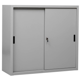 Wolfstahl Schiebetürenschrank Stahl 2 Fachböden lichtgrau 120 x 45 x 109 cm