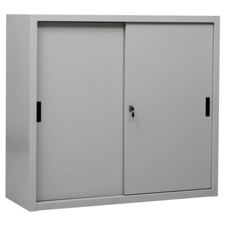 Wolfstahl Schiebetürenschrank Stahl 2 Fachböden lichtgrau 120 x 45 x 109 cm