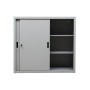 Wolfstahl Schiebetürenschrank Stahl 2 Fachböden lichtgrau 120 x 45 x 109 cm