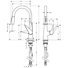 hansgrohe Talis M51 Einhebel-Küchenmischer 200, Ausziehbrause, 2jet
