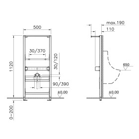 Cadre VitrA V-Fix pour l'installation en plaque de plâtre d'urinoirs, hauteur 112 cm