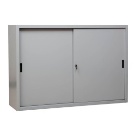 Wolfstahl Schiebetürenschrank Stahl 2 Fachböden lichtgrau 160 x 45 x 109 cm
