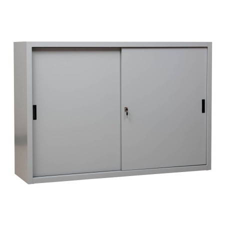 Wolfstahl Schiebetürenschrank Stahl 2 Fachböden lichtgrau 160 x 45 x 109 cm