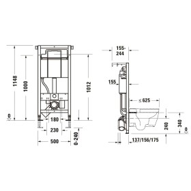 Duravit DuraSystem Élément WC, chasse d'eau intégrée, revêtement en poudre